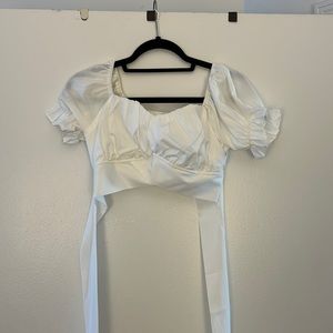 White crop top with ties
